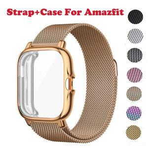 Amazfit GTS 4 3 2 미니 팔찌 Bip 5 S U Pro 스트랩 커버 쉘 범퍼 용 2in1 금속 마그네틱 + 케이스 보호대