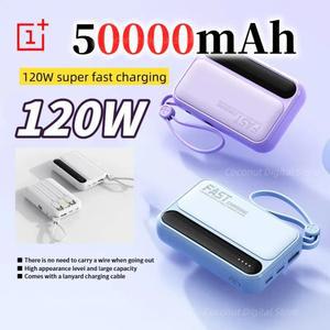 50000mAh 대용량 광 보조베터리 4 In 1 내장 케이블 Samsung Apple Xiaomi 용 지능형 디지털 디스플레이 레