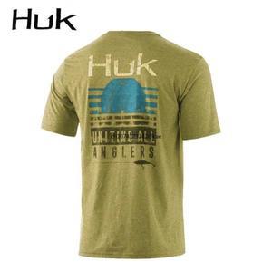 HUK 남성용 야외 낚시 셔츠, 반팔 의류, UPF50, 자외선 차단, 통기성 앵글