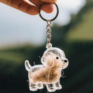 강아지 털 키링 댕댕이 투명 보관함 메모리얼 열쇠고리 푸들 펜던트