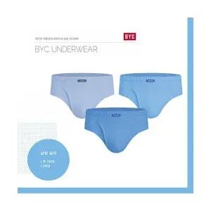 비와이씨 남성 프리시티 3매입 맥시 삼각팬티 순면 브리프 2255