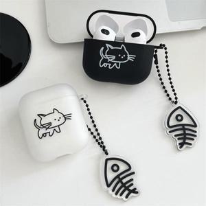 INS 고양이와 물고기 케이스 별 Apple Airpods Pro 2 1 3 이어폰 액세서리 용 아크릴 키 체인 벨 펜던트