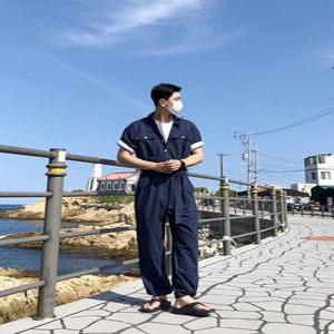 남자점프수트 아메카지룩 여름 린넨 반팔 휴가룩