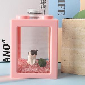 마리모 냥냥이 앤 4구블럭 어항세트 마리모포함 LED전구 수조 키트 DIY