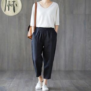 바지 배기 여성 밴딩 팬츠 여름 면 외출복 슬랙스 의류 여자 빅사이즈 와이드