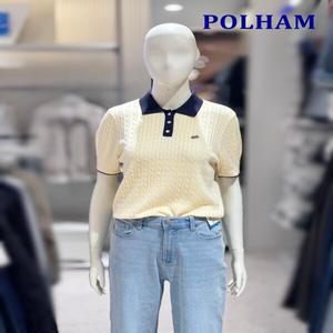 [폴햄] 여성 케이블 카라 머신워셔블 반팔 니트 PHF2ET2470 -US