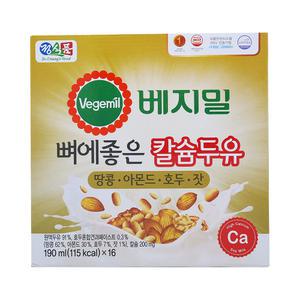 정식품 베지밀 뼈에좋은 칼슘두유 땅콩아몬드호두잣 190ml X 16팩