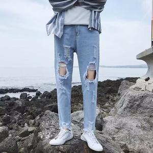 솔저스2 남자 일자핏 청바지 퍼 진 슬랙스 9부 여름 조거 팬츠 찢청 배기 OPH2