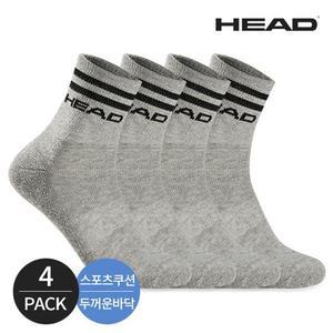 헤드 남성 스포츠 쿠션 탑투선 로고포인트 중목양말 4P_GY