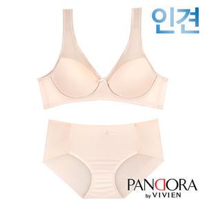 [판도라by비비안]A~C컵 인견 메쉬 노와이어 무빙몰드 브라팬티2종(PB7167)75A-90C