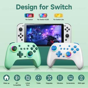 RGB 무선 블루투스 호환 컨트롤러 닌텐도 스위치 OLED 라이트 PC 조이스틱 게임 패드 스팀 IOS 안드로이드