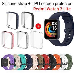 Redmi Watch 2 Lite 용 스트랩 + 케이스 액세서리 밴드 보호 실리콘 팔찌