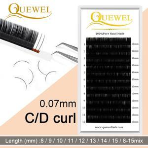 Quewel 속눈썹 연장 실크 볼륨 메이크업 인조 12 라인/트레이 8-15 혼합 C/CC/D 컬, 0.07mm