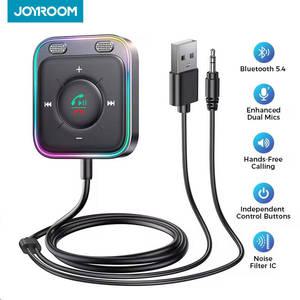 블루투스동글이 JOYROOM 블루투스 54 AUX 차량용 어댑터 핸즈프리 통화용 듀얼 마이크 수신기 자동 음악 스