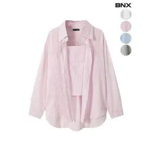 BNX 여성 지짐이 스트라이프 셔츠 세트 P397306133