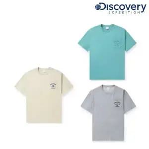 [디스커버리](강남점)[24S/S] 디스커버리 DXRS59043 바시티 포켓 반팔티셔츠 반팔 남여 커플 티셔츠