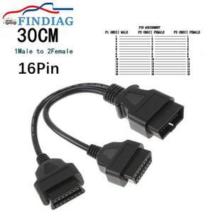OBD2 연장 케이블 30 분배기 남성 인터페이스 16PIN OBD 듀얼 어댑터 CM 여성 OBDII 커넥터