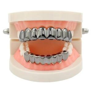 Fake Braces Dental Gold Silver Plated HIP Teeth Grillz With silicone Shiny Sets Accessories