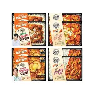온더고 편스토랑 세트4(치즈닭갈비덮밥2,갈비덮밥2,마라툼바오돌뼈2,오징어제육2)