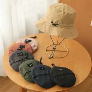(힘찬)휴대용 접이식 방수 버킷모자 아웃도어 사파리등산모자 정글 끈모자 캠핑 낚시 챙모자 햇빛차단 여름