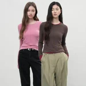 WOMAN 소프트 라운드넥 핀턱 티셔츠 [8COL] / WBE3L01507