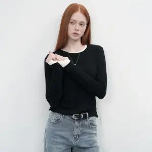 WOMAN 소프트 라운드넥 핀턱 티셔츠 [BLACK] / WBE3L01507