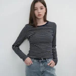 WOMAN 스트라이프 슬림핏 티셔츠 [NAVY] / WBE3L01501