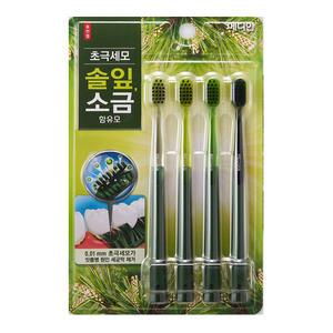 메디안 송천염칫솔(초극세모)4입1개 솔잎.소금 함유모
