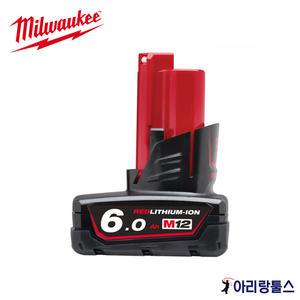 밀워키 M12 B6 레드 리튬이온 배터리 12V 6.0Ah 전동공구 밧데리 고출력 고성능