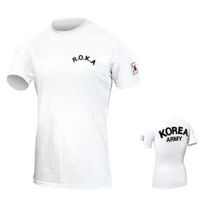 면 스판덱스 ROKA 로카 흰색 반팔 군대 군인 군용 티셔츠