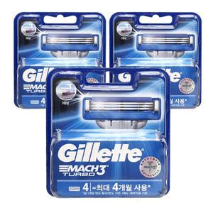 질레트 마하3 터보 면도날 4입 X 3개 / 터보날