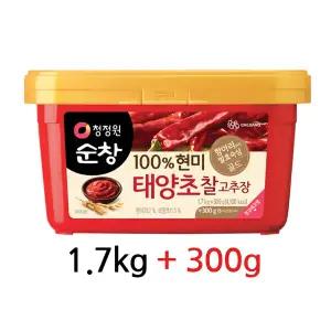 청정원 순창 100% 현미 태양초 찰고추장 2kg(1.7k+300g) X 2개