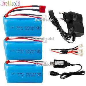 Wltoys용 리튬 이온 배터리 충전기 포함 RC 차량 부품 2s 18650 USB 7.4V 3000MAH 144002 12428 12423 1240