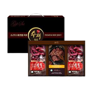 명품 수제 부드러운 소고기 육포 5종 선물세트 일체형 손잡이케이스