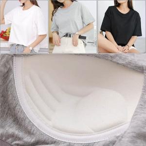 여자 여성 브라캡 내장 소프트 데일리 노브라 반팔티 노브라티 브라티 노브라티셔츠 캡내장티셔츠 여성브라