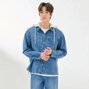 [본사]남성 후드 탈부착 데님 셔츠-DARK5431B0N