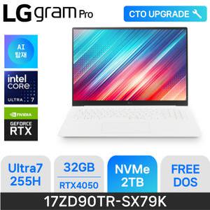 ND - LG전자 2025 그램 프로17 17ZD90TR-SX79K 화이트 RTX4050 애로우레이크 DDR5 32GB NVME 2TB FreeDos