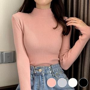 기본 골지니트 반목 폴라티여성 슬림핏 긴팔 이너