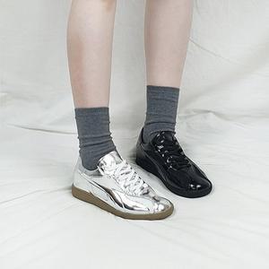 [기타]페르 슬림라인 메쉬 유광 블랙 실버 스니커즈 3cm