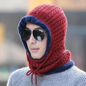 NEW 넥워머 털모자(와인) 글렌 일체형니트모자