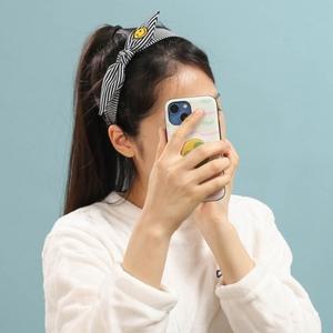 NEW 스마일 자수 [엔젤슈슈] 스트라이프 헤어밴드 화이트