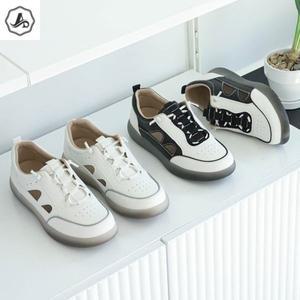 [기타][애슬릿] 천연 소 가죽 펀칭 여성 스니커즈 여름 운동화
