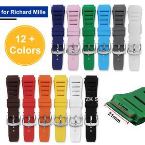 TPU 고무 시계 스트랩, 리차드 밀 시계 팔찌 벨트, 남성용 방수 스포츠 시계 밴드 교체, 17mm x 21mm