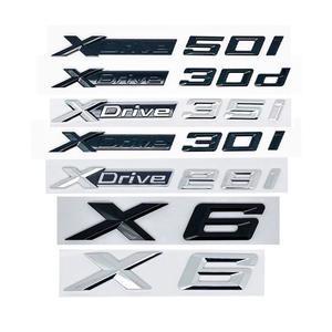 BMW 호환 X6 E71F16E72G06용 실버 레터링이 포함된 새 광택 블랙 트렁크 엠블럼 배지 - XDrive28i30i35i40i