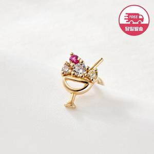 갤러리아 [비앤비골드] 당일발송 14K 썸머쿨 루비 파르페 여름 피어싱 한쪽 J