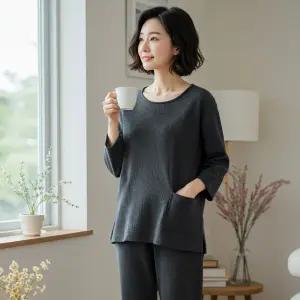 요루지 칠부 홈웨어(SET) / 24SS18 / 엄마옷 / 할머니옷 / 빅사이즈 / 실버다이아몬드 /
