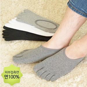 면100 순면 덧신 남성 발가락양말 5켤레 빠른 땀흡수 무좀 항균 양말