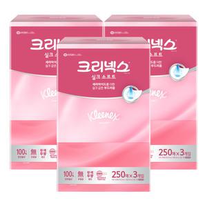 크리넥스 실크소프트 250매X3입X3팩 곽티슈
