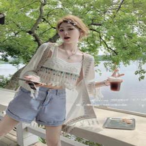 보헤미안 스타일 민소매 나시 티셔츠 에스닉 자수 래쉬가드 셔츠 여여름 숄 카디건