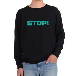 아동맨투맨 STOP 멈춰 영어단어 디자인 경고문 안내표지 맨투맨 남자맨투맨
